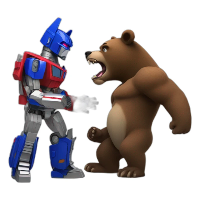 Optimus prime fighting a bear sticker