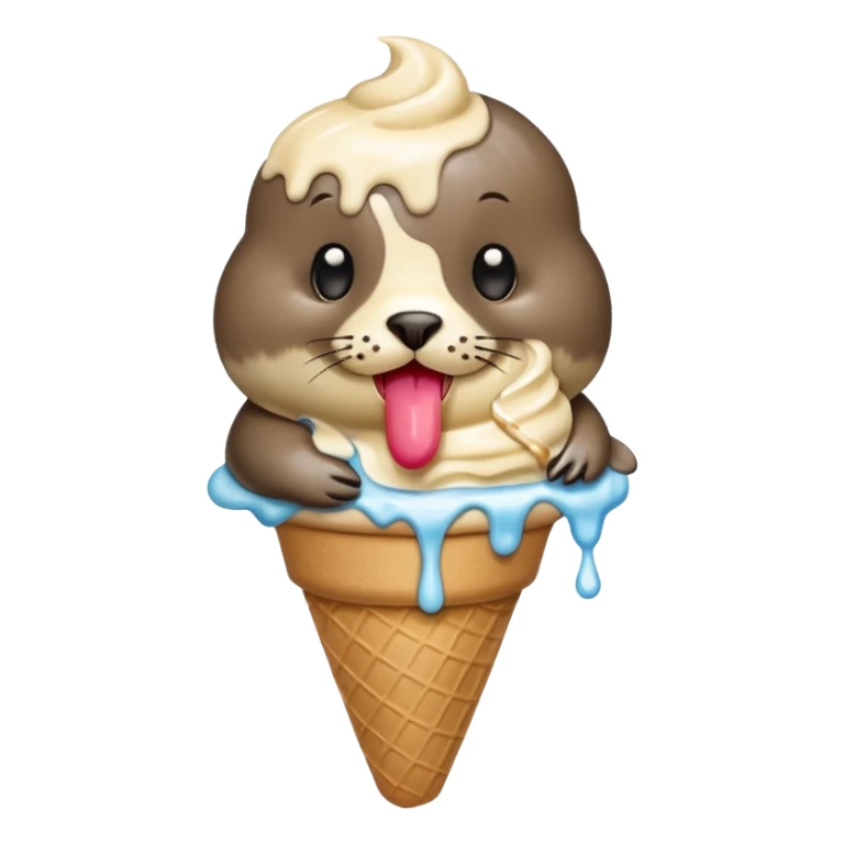 Seal eating ice cream cone sticker