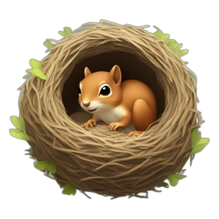 a squirrel is lying in a bird's nest sticker