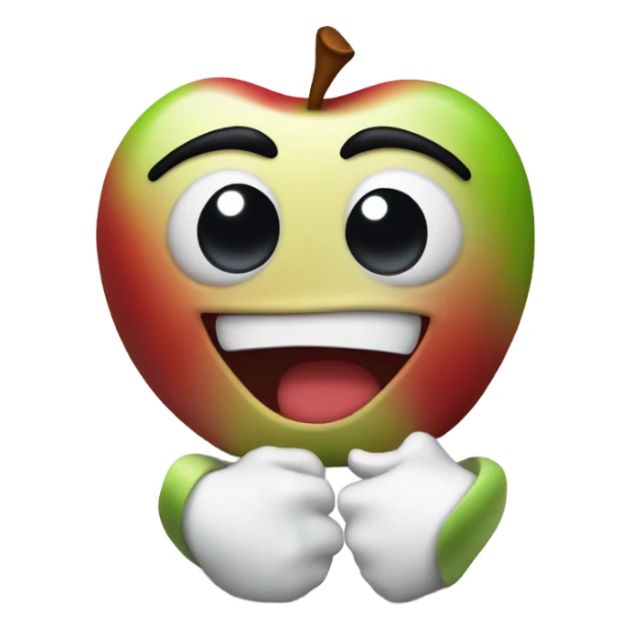 Apple devious smirking rubbing hands together freaky sticker