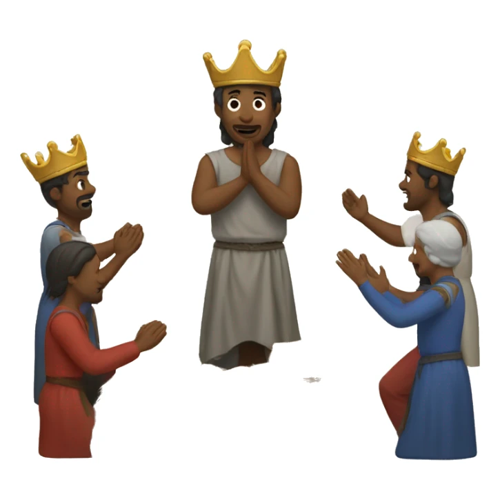 Peasants worshipping king sticker