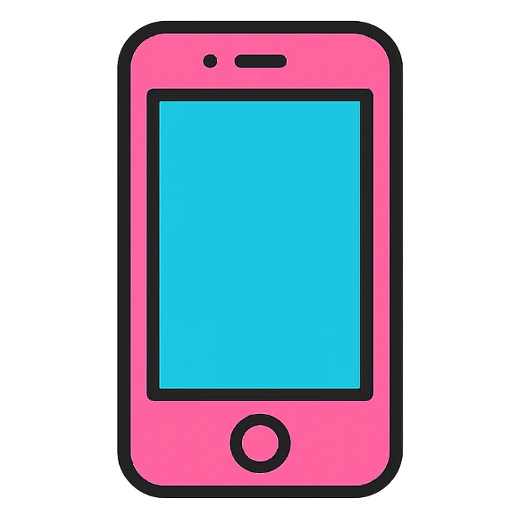 pink iPhone cell phone, flat icon style sticker