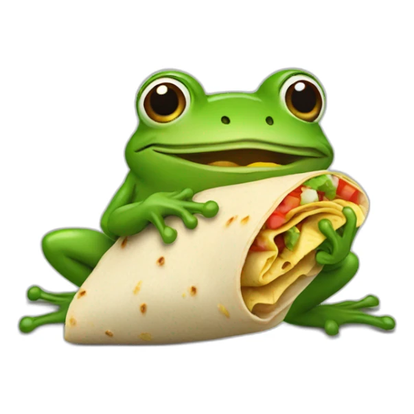 a frog eating a burrito sticker