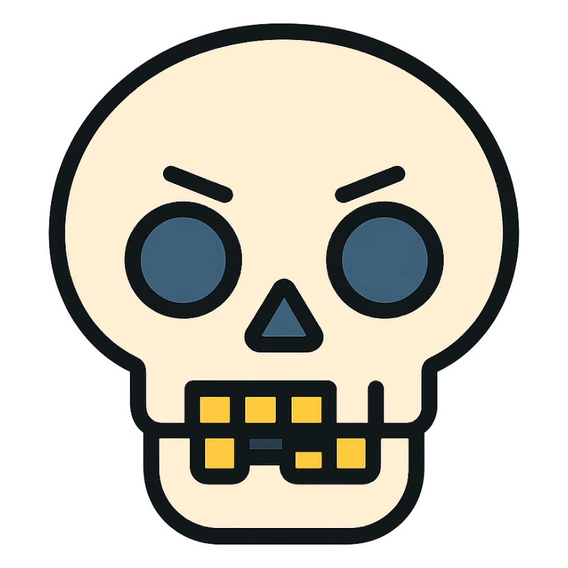 skull with skew teeth sticker