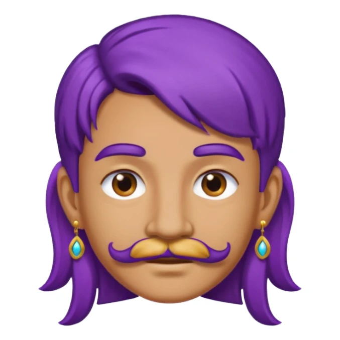 mustached purple haired earringed sticker