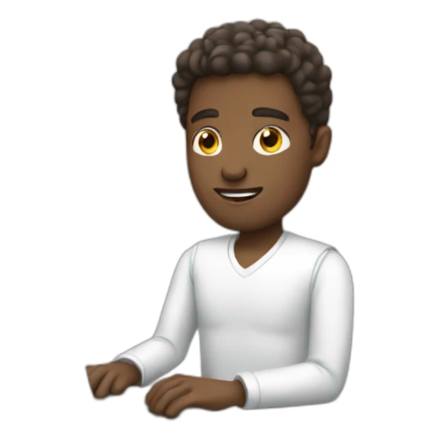 white man working with laptop sticker