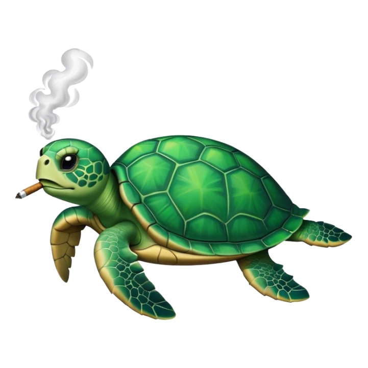 Sea turtle getting high smoking weed sticker