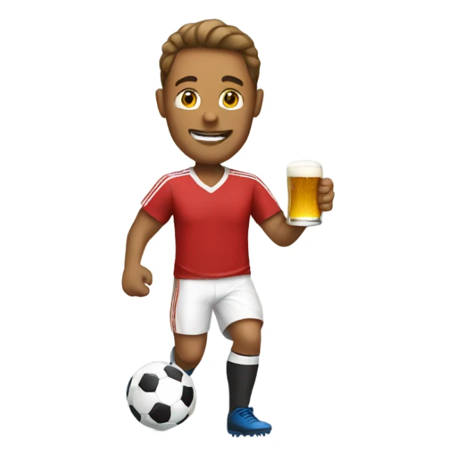Man with beer playing soccer sticker