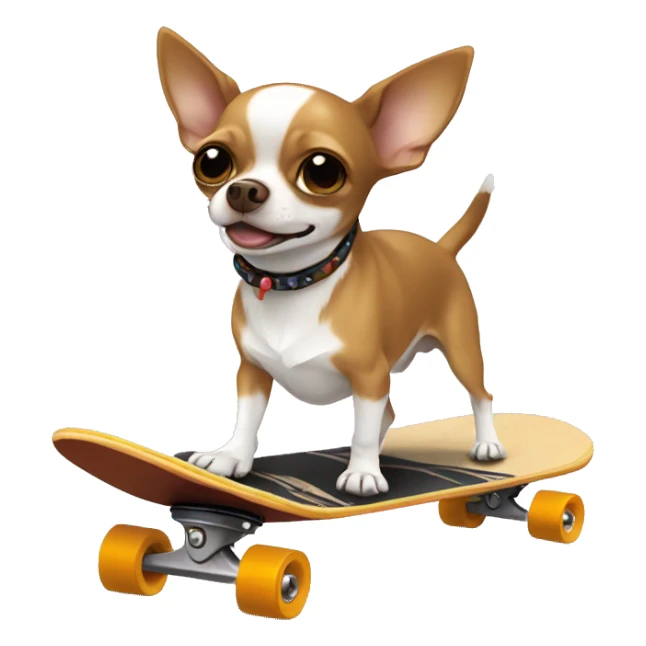 Brown & white chihuahua on a skateboard sticker