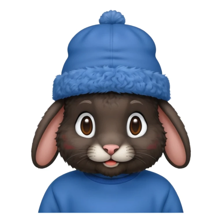 curly black rabbit with blue jersey and hat sticker