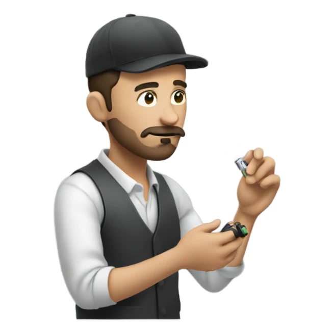 A man making a vape sticker