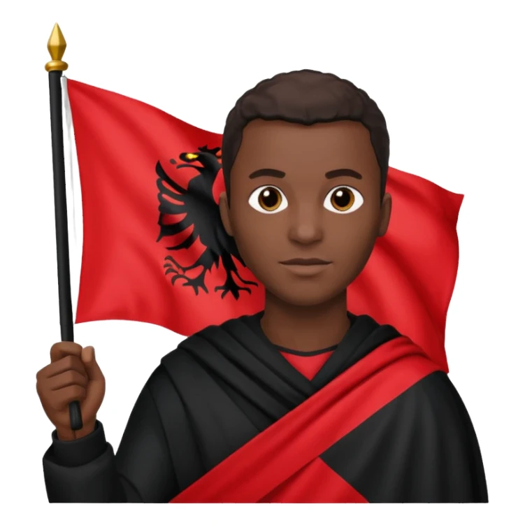 Black man holding albania flag sticker