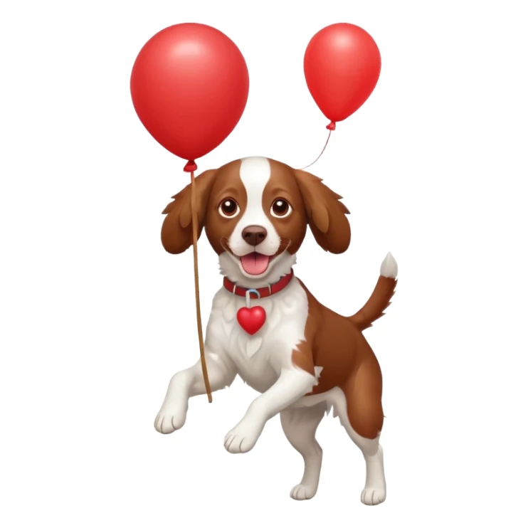 Brittany spaniel with balloons sticker