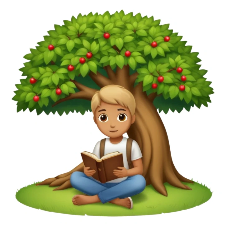 person sitting under a tree with an open book sticker