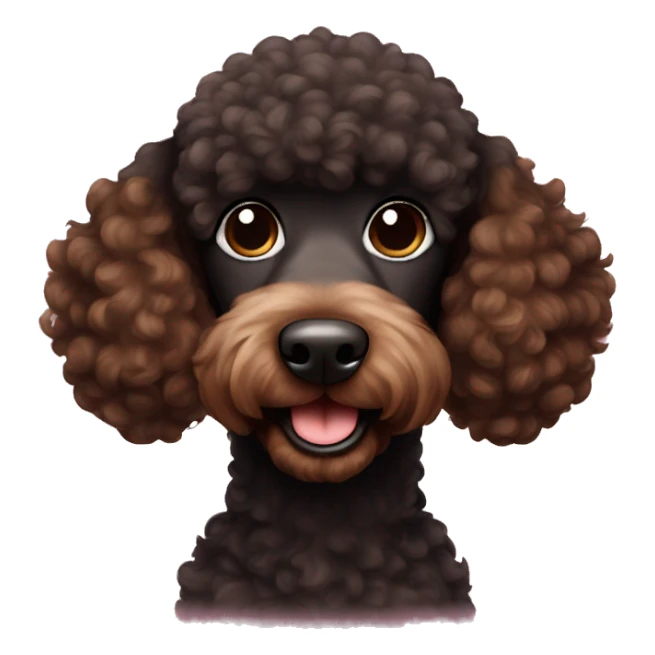 Black and brown poodle smiling sticker
