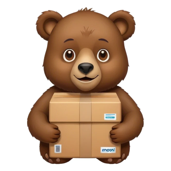 happy bear holding box sticker