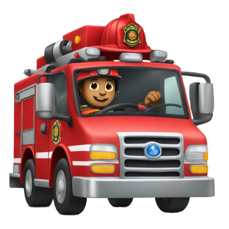 Fireman driving fire truck sticker
