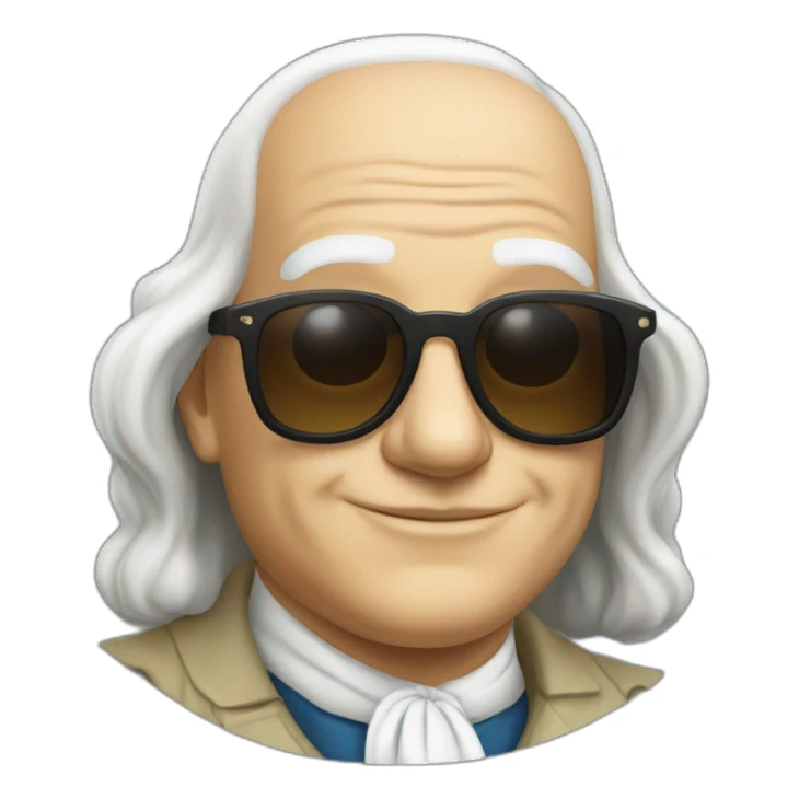 pale benjamin franklin wearing sunglasses sticker