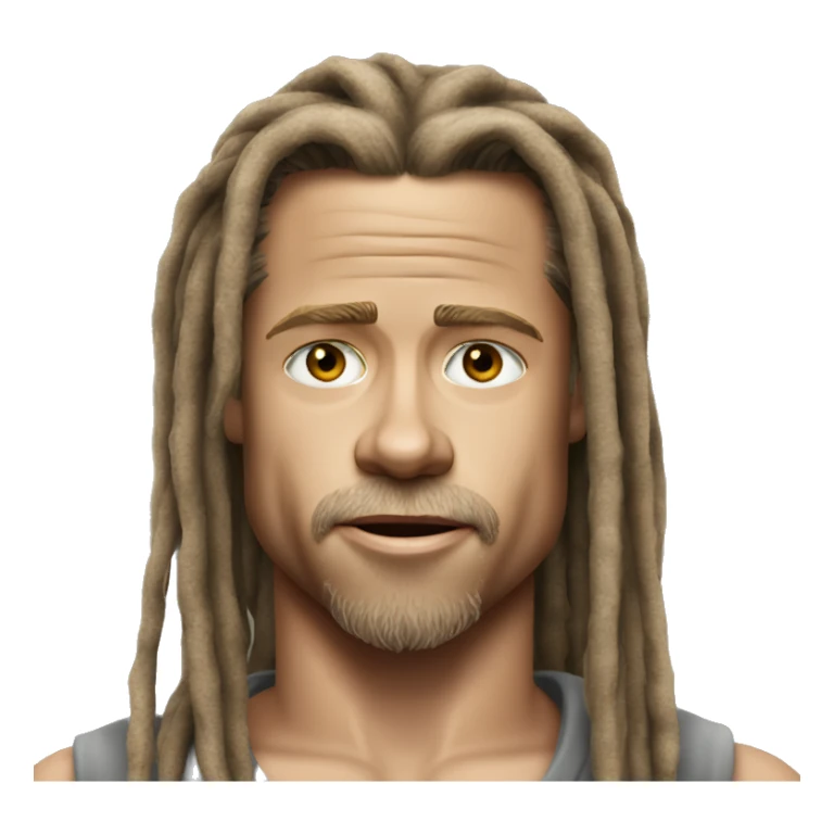 brad pitt with dreadlocks realistic sticker