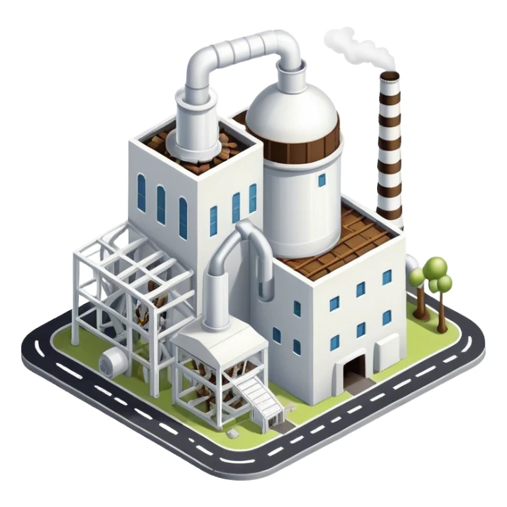 Isometric small white sugar factory  sticker