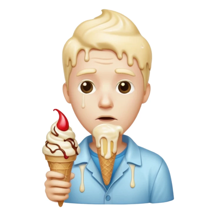 sad man with ice cream sticker