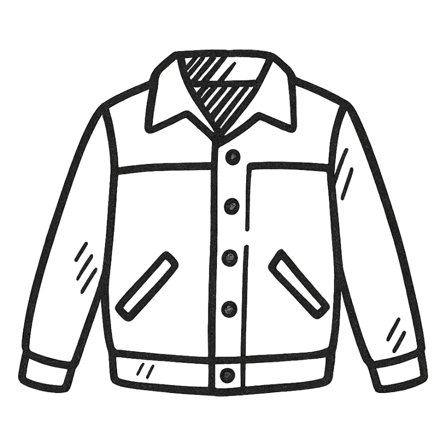 jacket, hand-drawn black outline style sticker