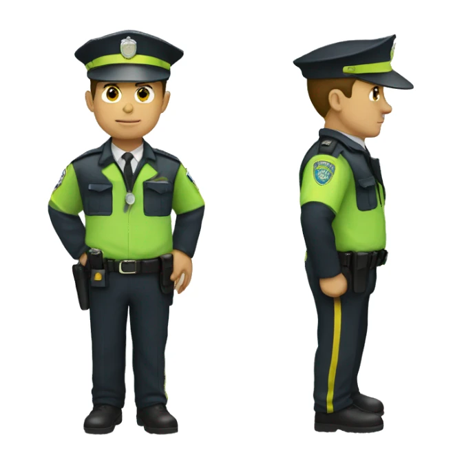 Policeman with green and yellow suite sticker