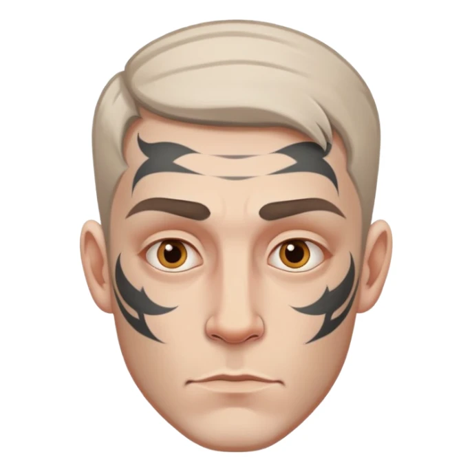 white man with face tattoo, neutral expression sticker