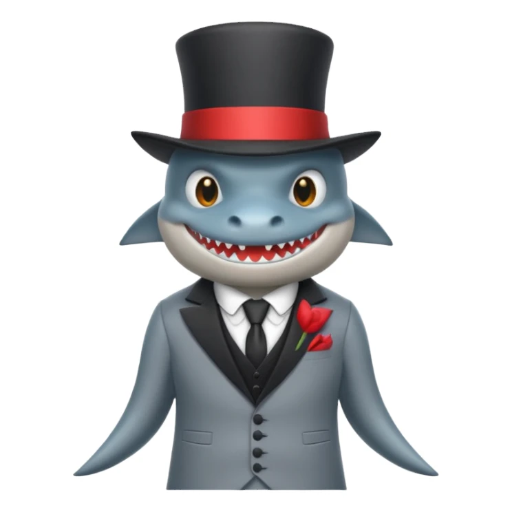 Shark with a top hat in a suit sticker