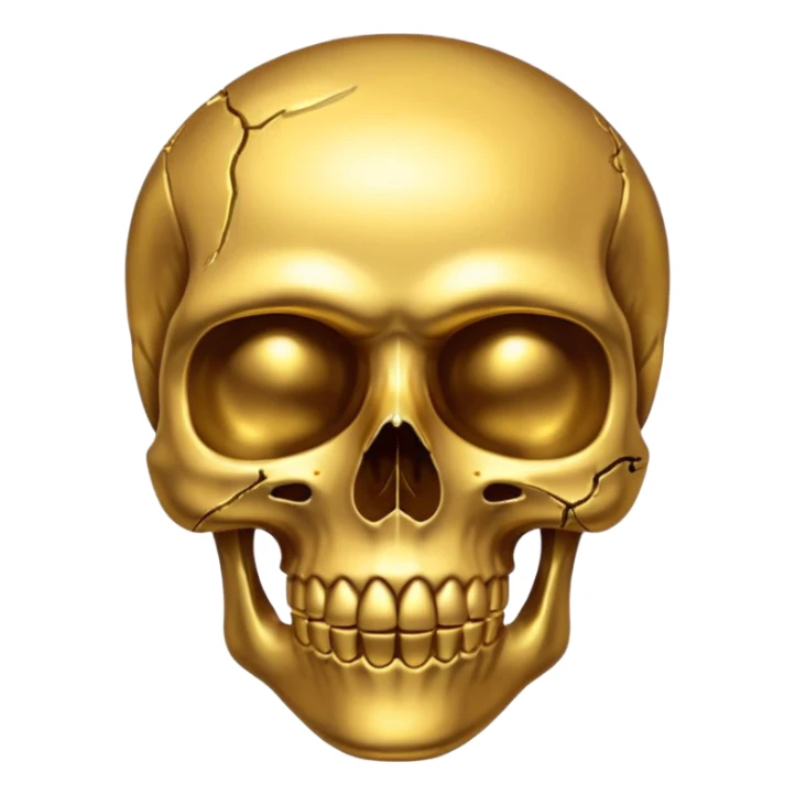 half broken gold skull sticker