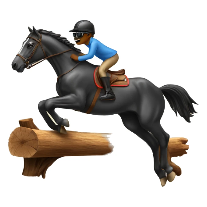 Horse jumping over a log with sunglasses sticker