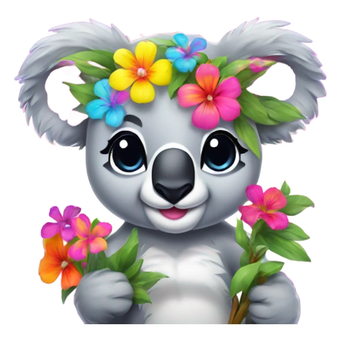 Lisa Frank koala bear with flowers sticker
