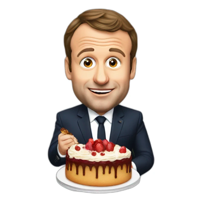 fat emmanuel macron eating cake sticker