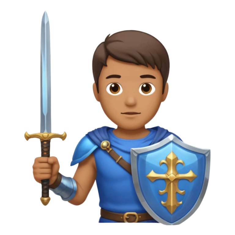 man with blue transparent shield sticker