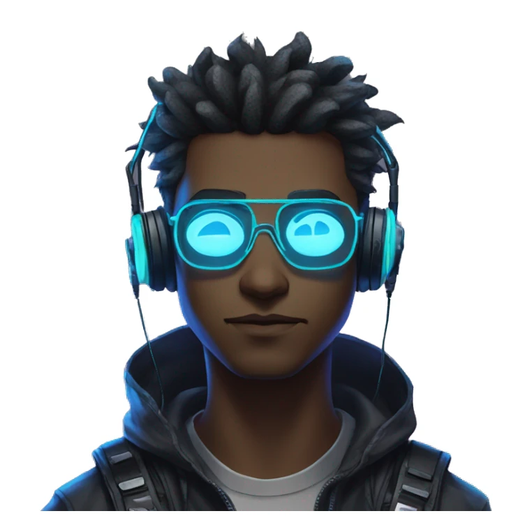 Anime gamer guy cyberpunk neon sticker