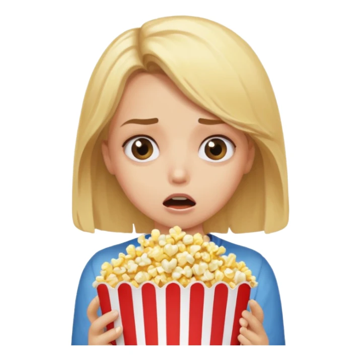 Blonde girl eating popcorn scared sticker