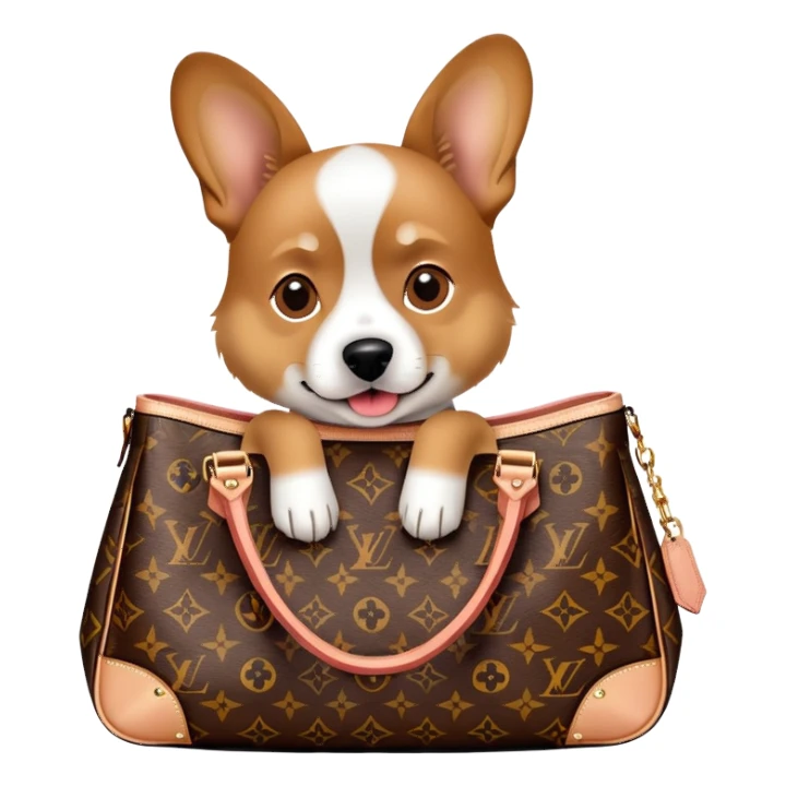 Dog wearing louis vuitton bag sticker