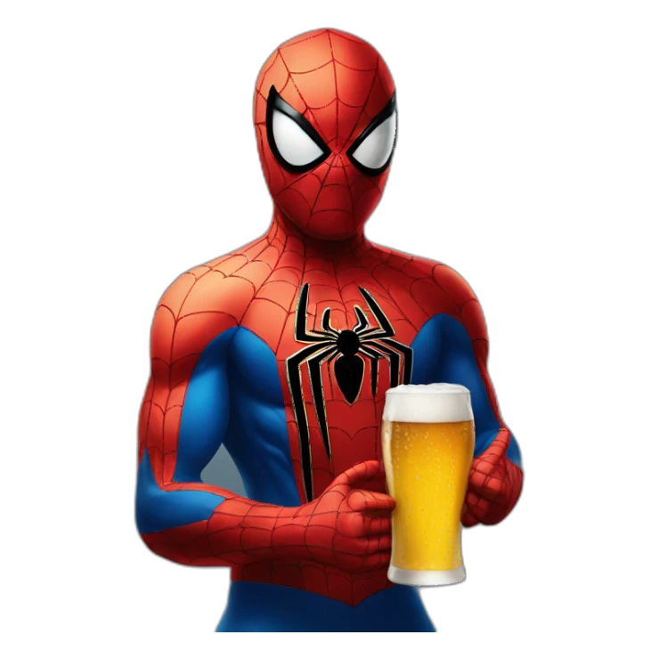 Spider man wit a beer sticker