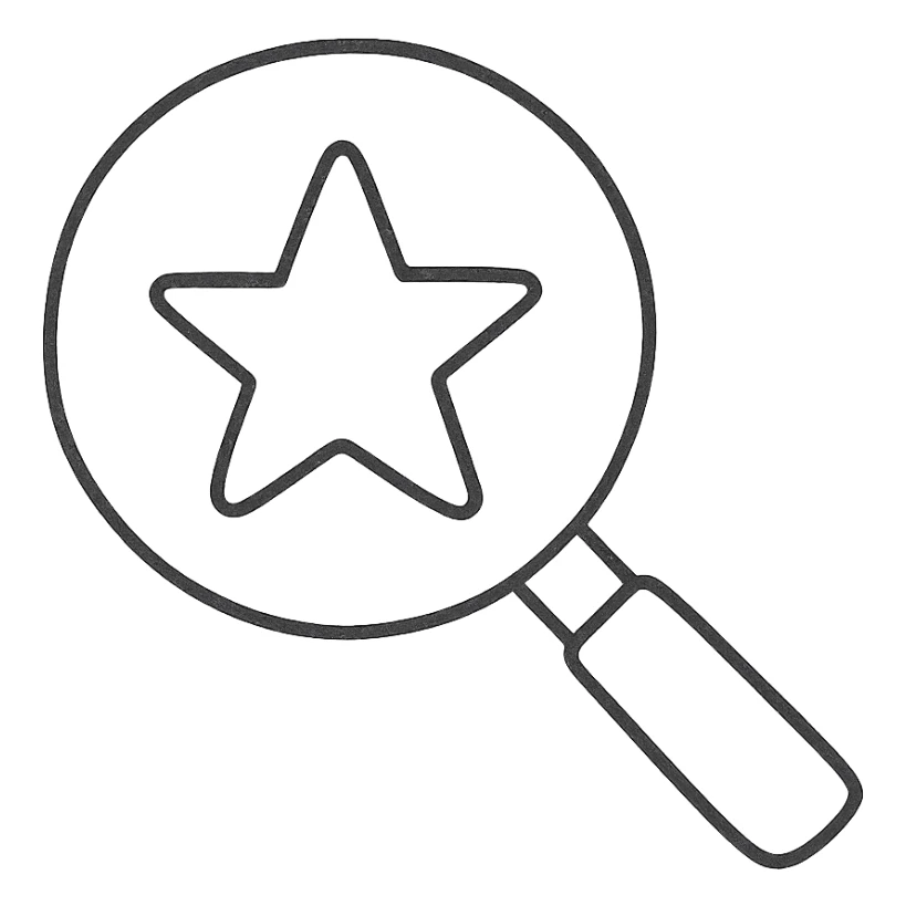 search icon with a star sticker