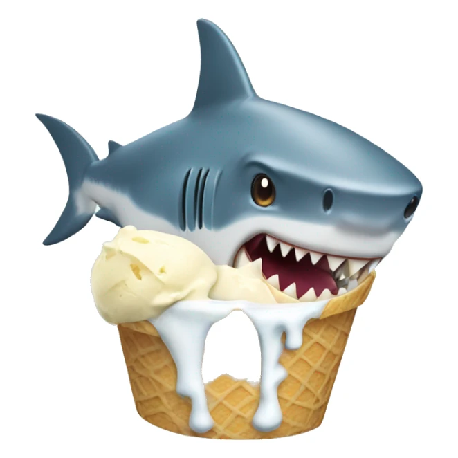Shark eating ice cream sticker