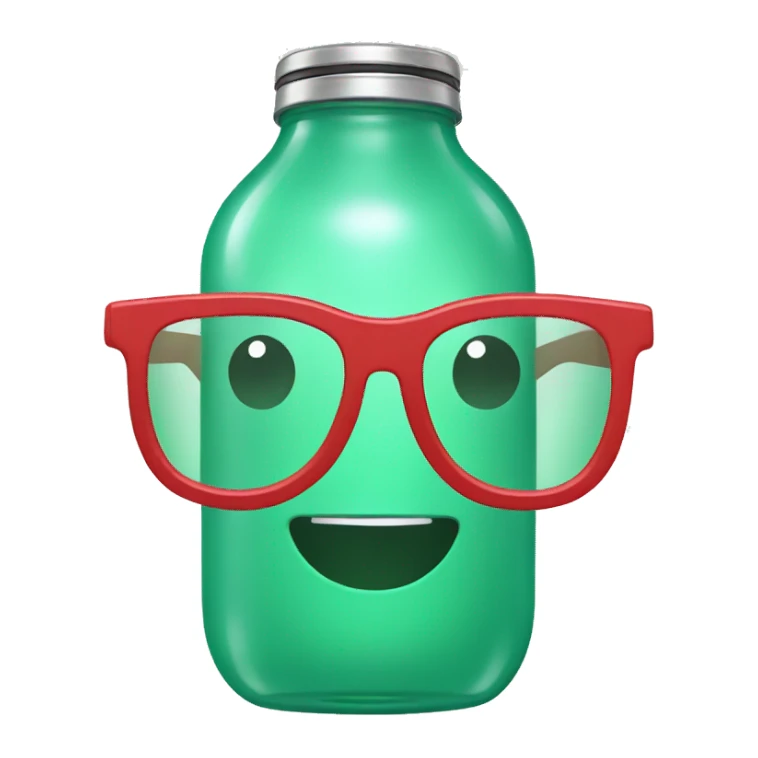 green water bottle with glasses sticker