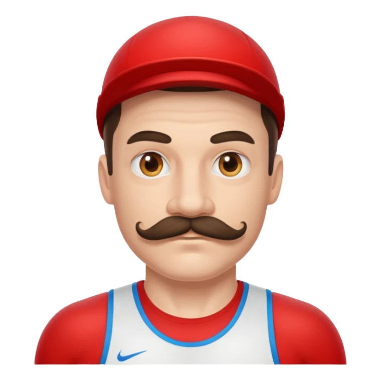 athlete with moustache sticker