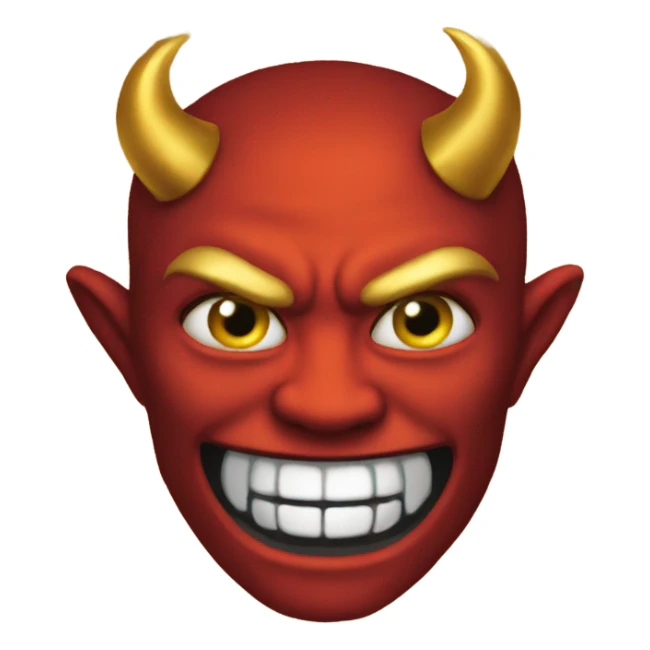 Devil emoji but gold sticker