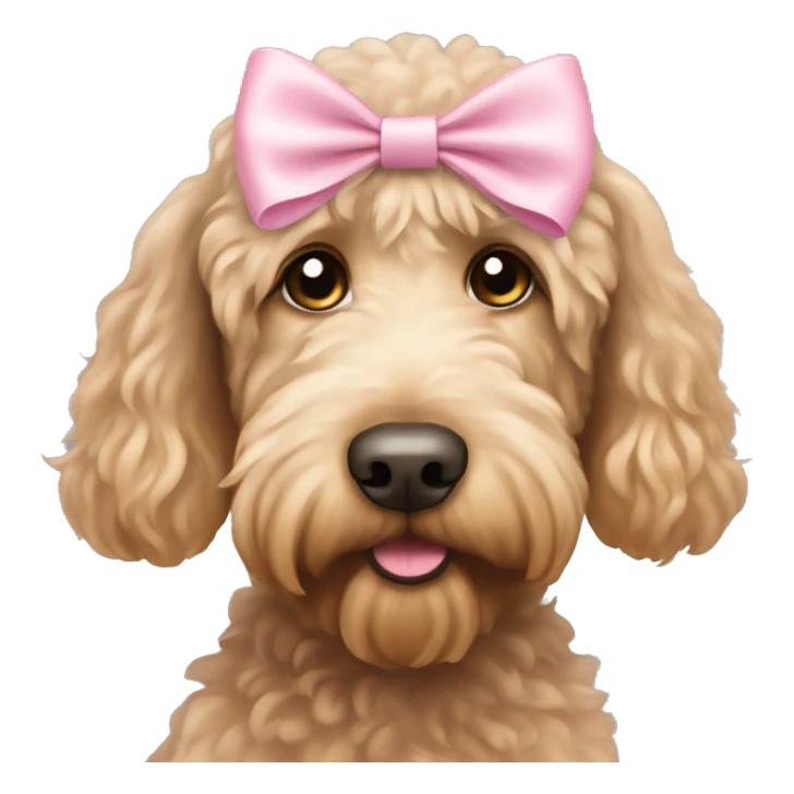 Labradoodle with a Light pink bow on its head sticker