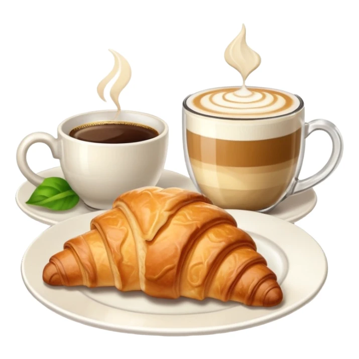 Croissant and capuccino breakfast sticker