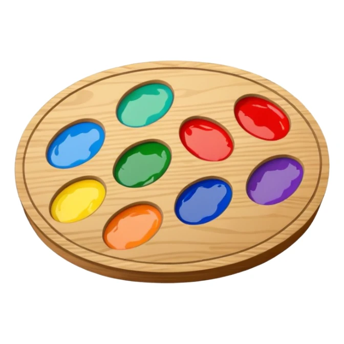 Wooden oval palette with paint blobs sticker