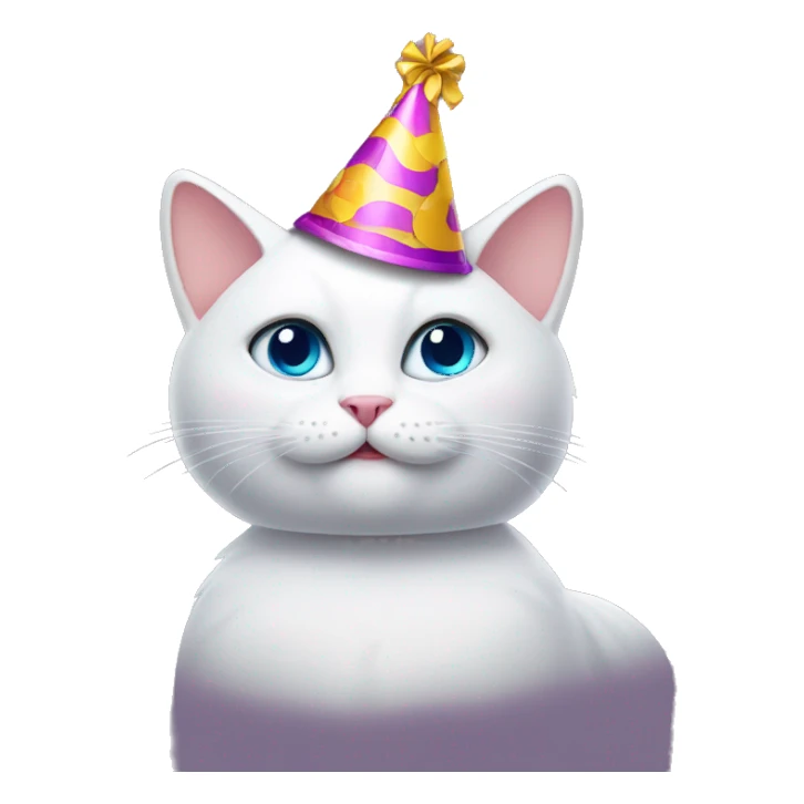 White cat with party hat sticker