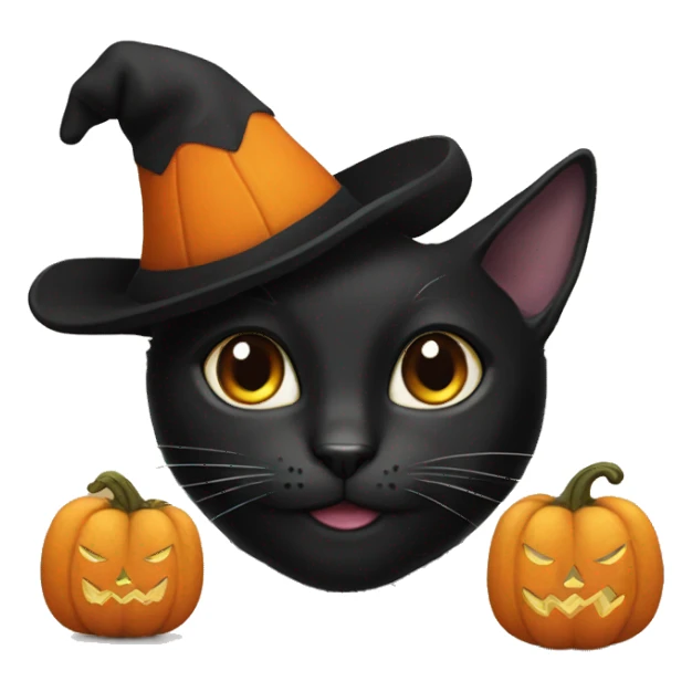 Black cat with pumpkin hat sticker