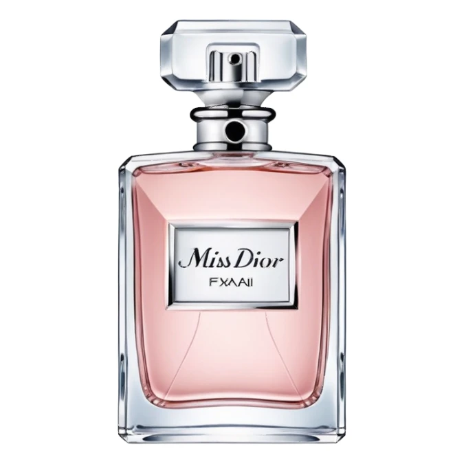 Miss Dior perfume bottle, classic rectangular shape, pastel colors sticker
