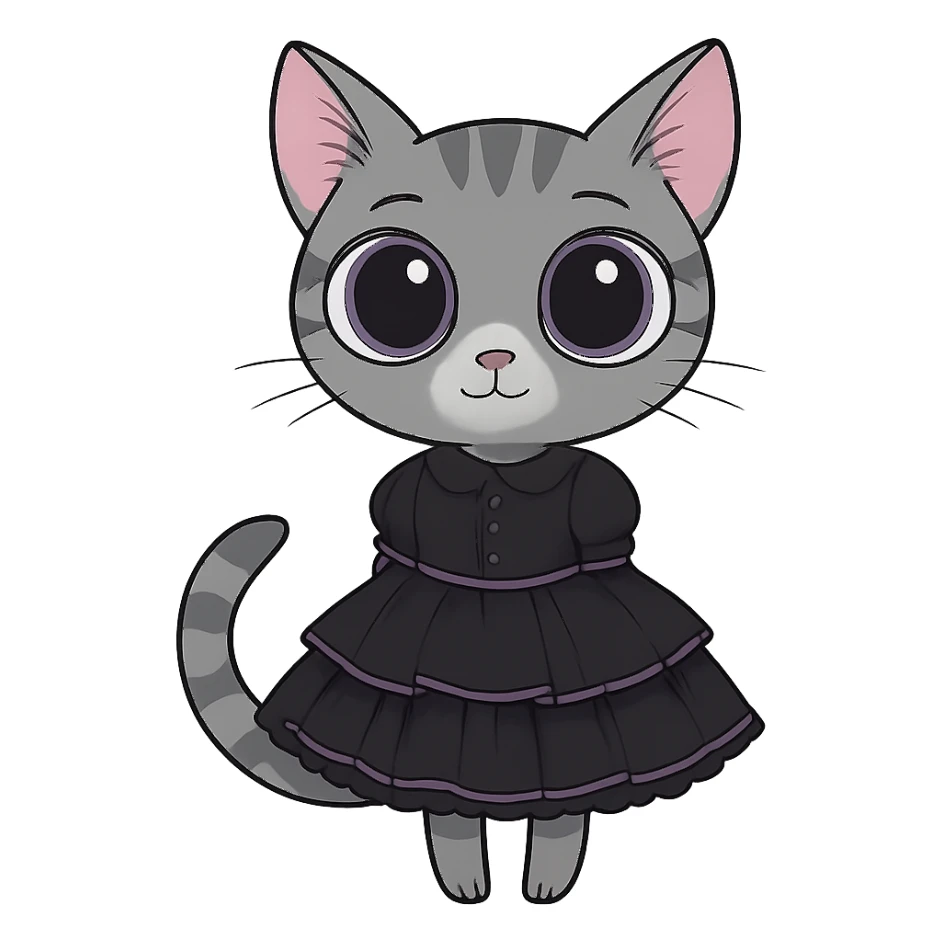 Remove the background and any text from this goth banner, keep it cute, expressive, minimal, in the style of imagen-4-fast-KaUtLiSA10F, with a transparent background. sticker